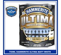 Hammerite Ultima Matt Metal Paint - 750ml - White, (Pack of 1), HMMUMMWH750