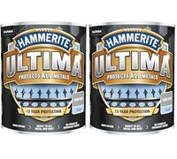 Hammerite Ultima Metal Paint Smooth Finish Light Grey 750ml - Advanced Protection, Direct to Rust, Water-Based, Durable Exterior Coating (Pack of 2)