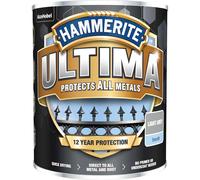Hammerite Ultima Metal Paint Smooth Finish Light Grey 750ml - Advanced Protection, Direct to Rust, Water-Based, Durable Exterior Coating