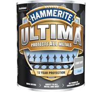 Hammerite Ultima Metal Paint Smooth Light Grey 750ml, protects all metals, ferrous and non-ferrous, and gives 12-year protection.