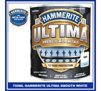 Hammerite Ultima Smooth Metal Paint - 750ml - White, (Pack of 1), HMMUMSWH750