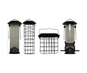 Hammertone Style Hanging Bird Feeders Seed, Nut, Fatball & Suet Block (Set of 4)