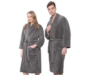 Hammetex Bathrobe 100% Cotton Unisex for Men and Women Quality 400 g/m² Quality Soft Absorbent Terry Towelling Bathrobe for Couples with Pockets