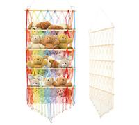 Hammock 4-Layer Stuffed Animals Toy Hammock Bear Hammock with Macrame, Over the Door Hanging Toy Organizer Versatile Plush Toy Holder for Nursery Playroom (clolorful)