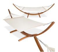 Hammock Adjustable Height Wooden Frame Durable Fabric Load 200kg Indoor Outdoor