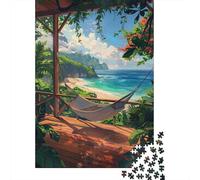 Hammock by The Ocean Jigsaw Puzzle 1000 Pieces, Romantic City Break Scene, 1000 Pieces for Adults, Travel Gift for Adults, Weekend Hobby, Gift Idea, 38x26cm/1000pcs