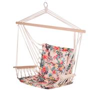 Outsunny Hammock Hanging Rope Chair Swing W/cushion 100Kg Multicolour Flower