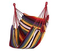 Hammock Chair Hanging Rope Swing - Portable Comfortable Stripe Hanging Chair, Swing Chair for Bedroom, Indoor & Outdoor, Patio, Porch or Tree