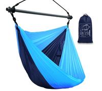 Hammock Chair, Portable Outdoor Hanging Rope Swing, Max 500 Lbs, Collapsible and Lightweight Nylon Parachute Hammocks Chair for Indoor, Backpacking, Travel, Backyard, Patio, Hiking (Navy,Blue)