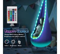 Hammock Chair, Sensory Swing with Inflatable Pillow & LED Lights, Pod Swing Seat for Indoor Outdoor Secret Spaces, Perfect for Kids' Reading