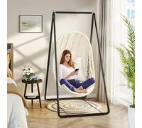 Hammock Chair Stand, Hanging Swing Stand, Swing Seat Metal Support Rack Saving Space Stand Max 220 Lbs, for Indoor Outdoor Patio Yard Garden Porch Black