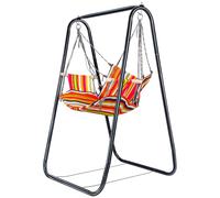 Hammock Chair with Stand, Space Saving Swing Chair with Stand, Hammock Stand for Outdoor Indoor, 440lbs Load Swing for Patio Yard Outdoor Black