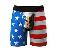 Hammock Support Long Leg Boxer Briefs for Men | Anti-Chafing, Moisture Wicking, Breathable, American Flag Eagle, M