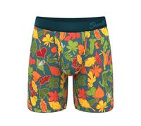 Hammock Support Long Leg Boxer Briefs for Men | Anti-Chafing, Moisture Wicking, Breathable, Naughty Leaves, XL