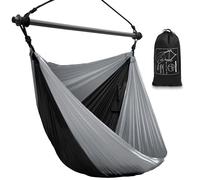 Hammock Swing Chair for Outdoor & Indoor, Lightweight & Portable, Perfect for Adults & Camping (Black, Gray)