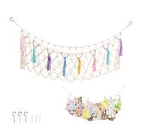 Hammock Toy Net for Stuffed Animals, Boho Macrame Teddy Storage, Hanging Soft Toy Net Space Saving Organizer, Nursery Wall Mount Holder Large Stuffed Animals Organizer for Toys & Dolls(Colourful)