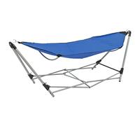 Hammock with Foldable Steel Stand, Blue, 241 x 76 x 70 cm, Includes Carry Bag, Robust 600D Oxford Fabric, Space-Saving, Weatherproof for Garden, Camping, Balcony and Patio, Relaxation