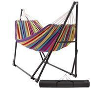 Hammock with stand Foldable Steel Stand,Frabic Tension Adjustable,Carrying Bag Included, 616 lbs Weight Capacity, Portable Suitable for Outside Garden Yard Outdoor Inhouse (Multicolour)