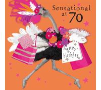 Hammond Gower 70th Birthday Card for Women - Age 70 Stylish Ostrich Design - Premium Greeting Card with Envelope - Eco-Friendly & Recyclable
