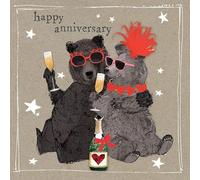 Hammond Gower Anniversary Card - Funny Bear Couple in Sunglasses with Champagne - Embellished Finish - Eco-Friendly