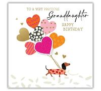 Hammond Gower Birthday Card for Granddaughter - Dachshund Dog Design - Foil & Handfinished with Diamante Gem Embellishments - Stylish Greeting Card to a Very Precious Granddaughter - For Her