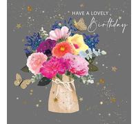 Hammond Gower Birthday Card for Women - Luxury Design with Pretty Floral Illustration - Have a Lovely Birthday - Special Finish with Gem Embellishments - Happy Birthday Card for Her