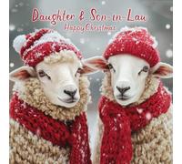 Hammond Gower Christmas Card for Daughter and Son in Law - Sheep in the Snow - Handfinished with Diamante Gems - Festive Christmas Greeting Card for a Special Couple