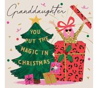 Hammond Gower Christmas Card for Granddaughter - Modern Festive Design - Diamante Gems and Foil Finish - 'You Put the Magic in Christmas' - Vibrant Christmas Greeting Card for Her