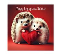 Hammond Gower Congratulations On Your Engagement Card - Cute Hedgehogs & Love Heart Design - Newly Engaged Premium Greeting Card with Envelope