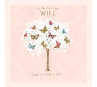 Hammond Gower Darling Wife Birthday Card - Happy Birthday Card with a Butterfly Tree Design with Foil and Embellished Details - Birthday Card for Women
