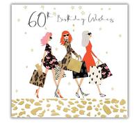 Hammond Gower Female Age 60 Milestone Birthday Card for Women - Stars & Stylish Ladies in Sunglasses with Shopping Bags - Foil Finish - Eco-Friendly
