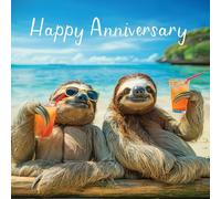 Hammond Gower Funny Anniversary Card - Amusing Sloths on Holiday Design - Premium Greeting Card with Envelope - Eco-Friendly & Recyclable