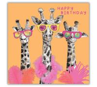 Hammond Gower Funny Birthday Card for Women - Amusing Giraffe Design - Foil Finish with Gem Embellishments - Happy Birthday Birthday Card for Her