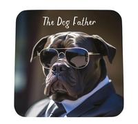 Hammond Gower Funny Coaster - Dog Design - Joke reads 'The Dog Father' - Cork-Backed Coaster Suitable for Women & Men