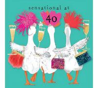 Hammond Gower Funny Female 40th Birthday Card - Happy Birthday Card for Women Age 40 with Humorous 'Sensational at 40' Geese Design and Gem Embellishments