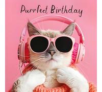 Hammond Gower Funny Female Birthday Card for Women or Girls with Humorous 'Purrfect Birthday' Cute Kitten Design and Gem Embellishments