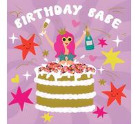 Hammond Gower Funny Female Birthday Card for Women with Humorous 'Birthday Babe' Contemporary Party Girl and Stars Design with a Foil Finish and Gem Embellishments