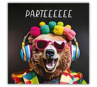 Hammond Gower Funny Male/Female Birthday Card - Happy Birthday Card for Men/Women or Children with Humorous Colourful 'Parteeeeee' Bear Design and Gem Embellishments