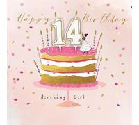 Hammond Gower Girls 14th Birthday Card - Age 14 - Cake and Confetti with a Foil Finish - Eco-Friendly and Recyclable