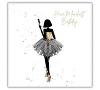 Hammond Gower Happy Birthday Card for Women - Stylish 'Have the Loveliest Birthday' Feminine Design - Foil Finish with Gem Embellishments - For Her