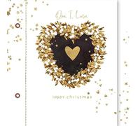 Hammond Gower One I Love Christmas Card - Wreath Love Heart with Foil and Die Cut Details - Eco-Friendly