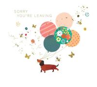 Hammond Gower Sorry You're Leaving Card - Dachshund and Balloons with Foil Details and 3D Embellishments - Made in England