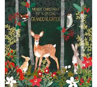 Hammond Gower Special Granddaughter Christmas Card - Woodland Animals and Winter Flowers with Foil Details - Eco-Friendly