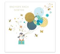 Hammond Gower Welsh New Baby Boy Card, Cute Penguins, Bachgen Bach Newydd