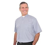 Hammond & Harper of London 1″ Tunnel Collar Short Sleeved Shirt (16" - Mid Blue)