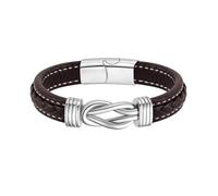Hamoery Bracelet for Men Braided Leather Stainless Steel Bracelets Gift for Him Dad Husband Brother Son Grandson, One Size, Stone, no gemstone