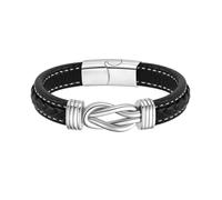 Hamoery Bracelet for Men Braided Leather Stainless Steel Bracelets Gift for Him Dad Husband Brother Son Grandson, One Size, Stone, no gemstone
