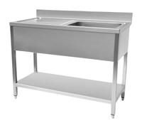 Hamoki Catering Stainless Steel Single Bowl Sink with Left Hand Drainer 1200mm Wide 600mm Deep