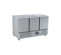 Hamoki Commercial 3 Door Saladette Prep Counter Fridge 4 x 1/1 GN 346 Ltr 13A Plug-in