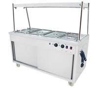 Hamoki Commercial 4 x 1/1 GN Mobile Heated Servery Gantry Glass 1500mm Wide 291009